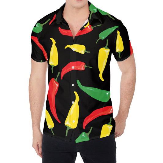Colorful Chili Peppers Pattern Print Men's Shirt