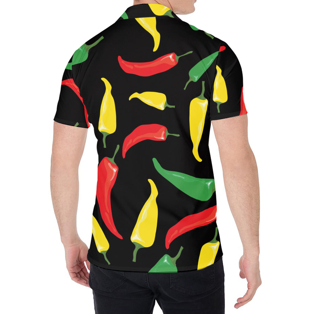 Colorful Chili Peppers Pattern Print Men's Shirt