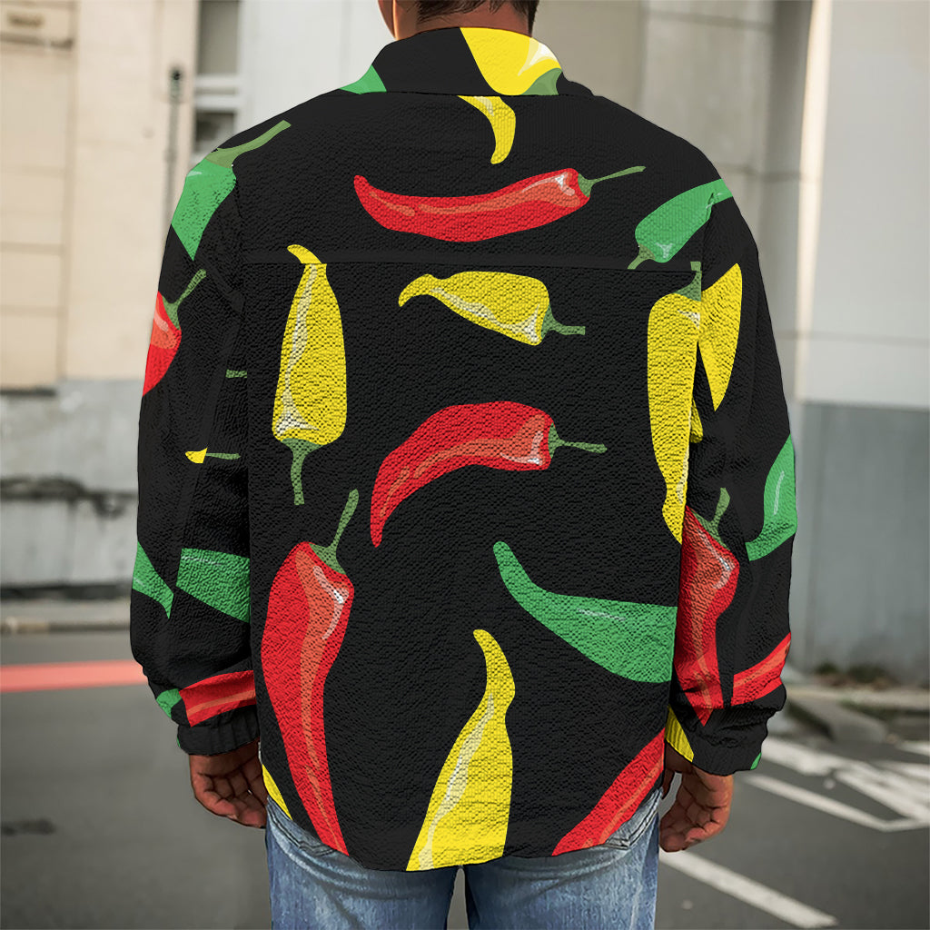 Colorful Chili Peppers Pattern Print Men's Shirt Jacket