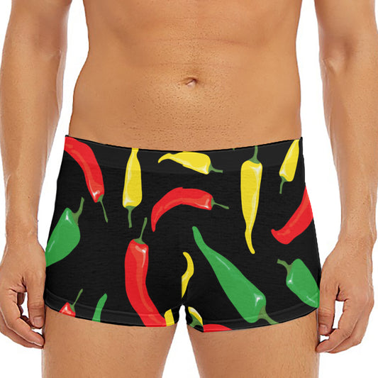 Colorful Chili Peppers Pattern Print Men's Short Boxer Briefs