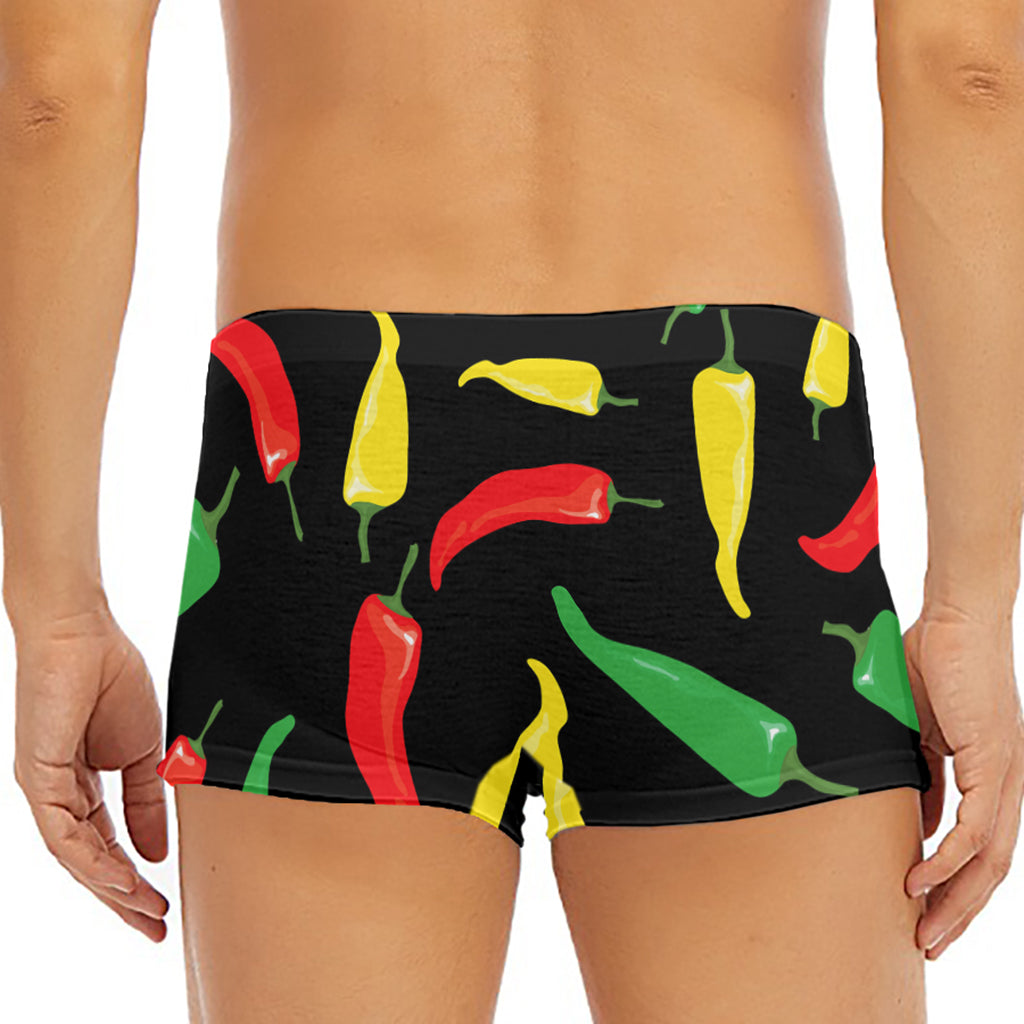 Colorful Chili Peppers Pattern Print Men's Short Boxer Briefs
