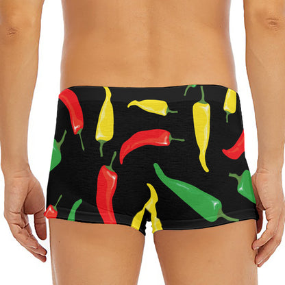 Colorful Chili Peppers Pattern Print Men's Short Boxer Briefs