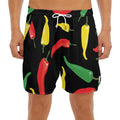 Colorful Chili Peppers Pattern Print Men's Split Running Shorts
