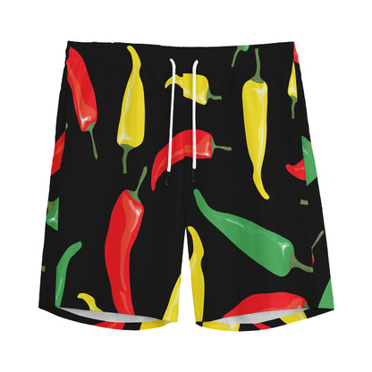 Colorful Chili Peppers Pattern Print Men's Sports Shorts