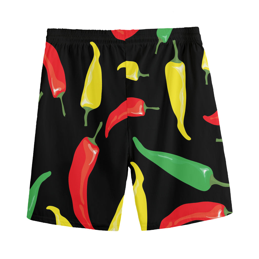 Colorful Chili Peppers Pattern Print Men's Sports Shorts