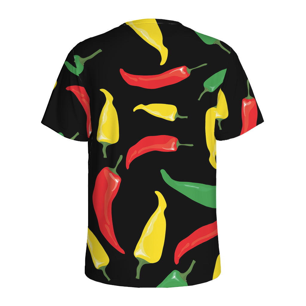 Colorful Chili Peppers Pattern Print Men's Sports T-Shirt