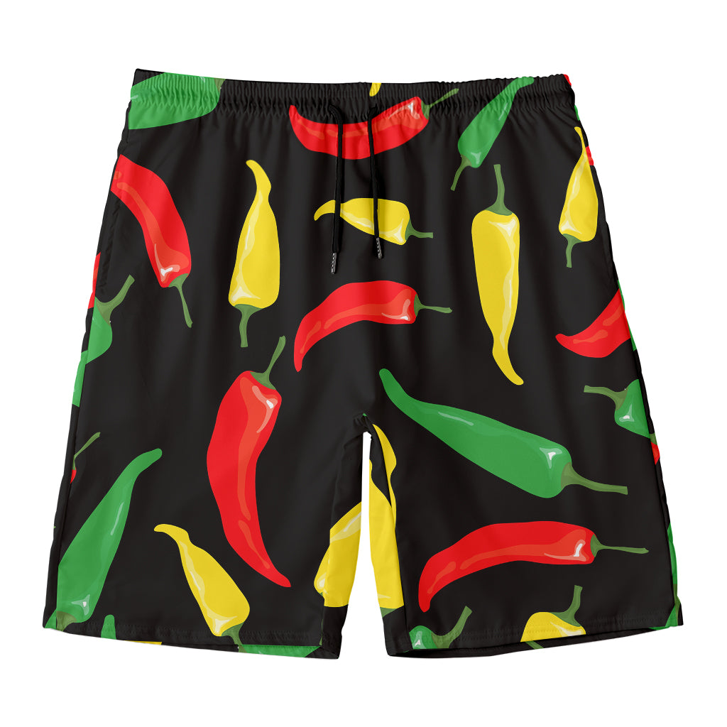 Colorful Chili Peppers Pattern Print Men's Swim Trunks
