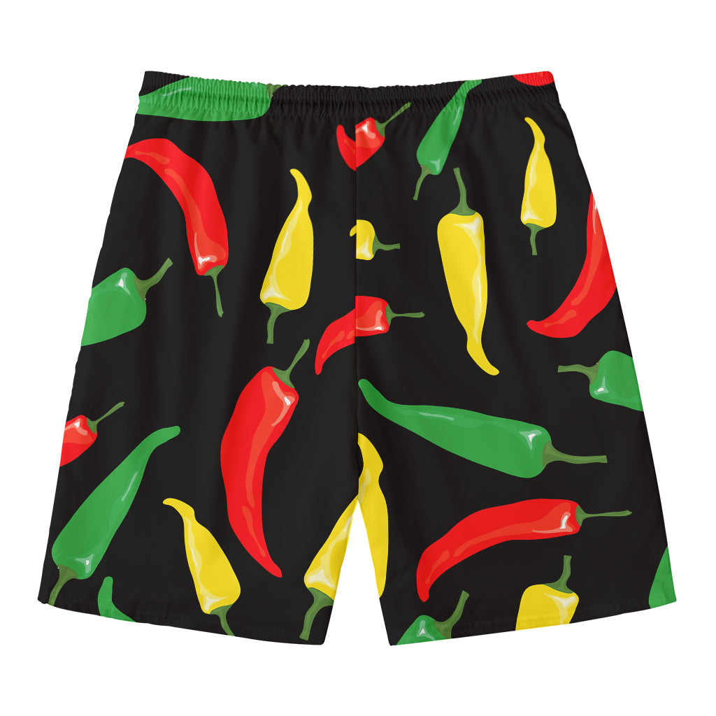 Colorful Chili Peppers Pattern Print Men's Swim Trunks