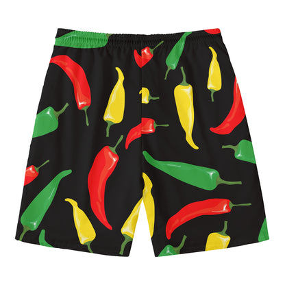 Colorful Chili Peppers Pattern Print Men's Swim Trunks
