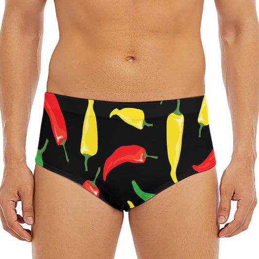 Colorful Chili Peppers Pattern Print Men's Triangle Swim Briefs