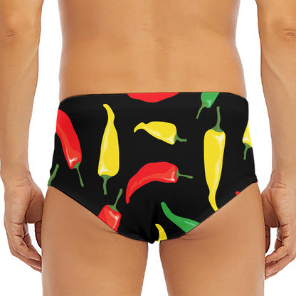 Colorful Chili Peppers Pattern Print Men's Triangle Swim Briefs