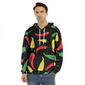 Colorful Chili Peppers Pattern Print Men's Velvet Pullover Hoodie