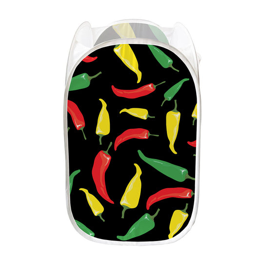 Colorful Chili Peppers Pattern Print Mesh Laundry Hamper
