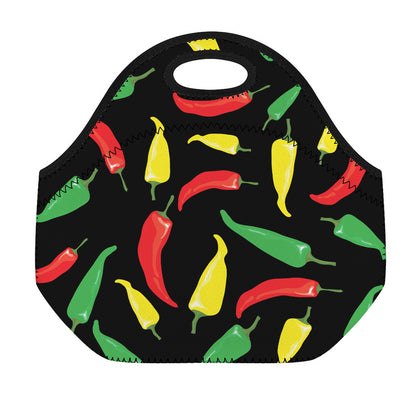 Colorful Chili Peppers Pattern Print Neoprene Lunch Bag