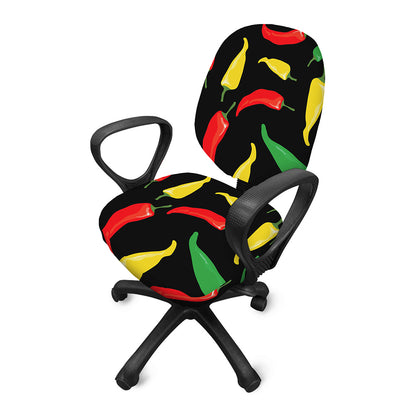 Colorful Chili Peppers Pattern Print Office Chair Cover