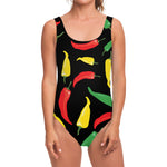 Colorful Chili Peppers Pattern Print One Piece Swimsuit