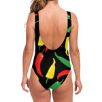 Colorful Chili Peppers Pattern Print One Piece Swimsuit