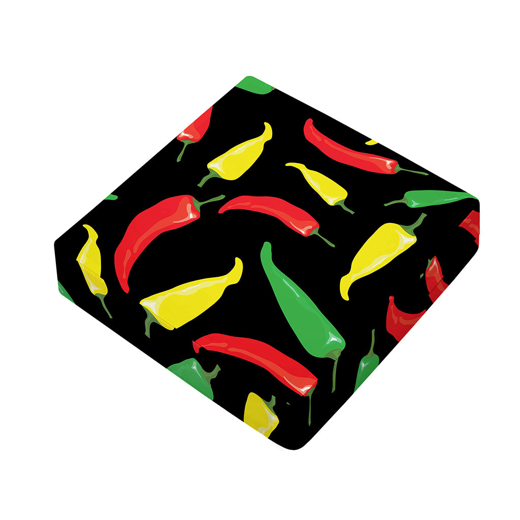 Colorful Chili Peppers Pattern Print Outdoor Seat Cushion Cover
