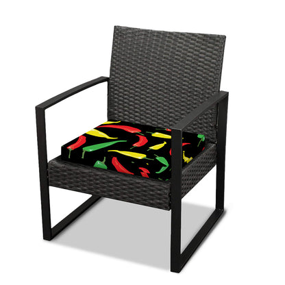 Colorful Chili Peppers Pattern Print Outdoor Seat Cushion Cover