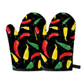 Colorful Chili Peppers Pattern Print Oven Mitts