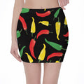 Colorful Chili Peppers Pattern Print Pencil Mini Skirt
