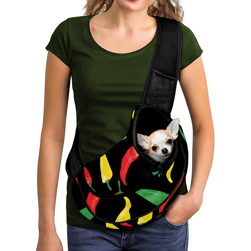 Colorful Chili Peppers Pattern Print Pet Sling Carrier
