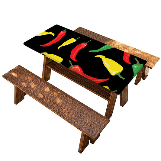 Colorful Chili Peppers Pattern Print Picnic Table Cover