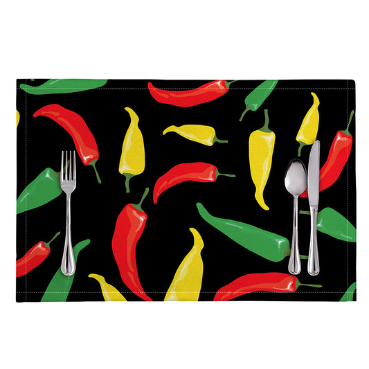 Colorful Chili Peppers Pattern Print Placemat