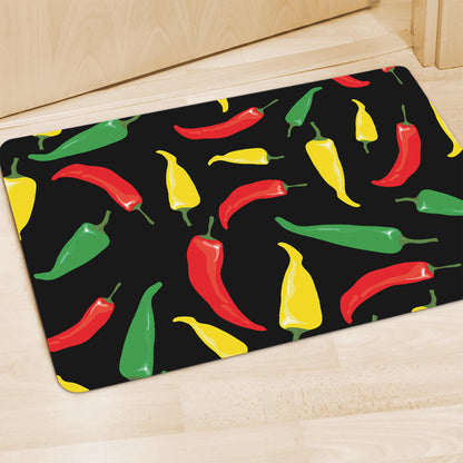 Colorful Chili Peppers Pattern Print Polyester Doormat