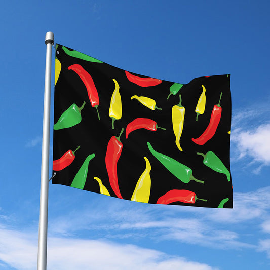 Colorful Chili Peppers Pattern Print Polyester Flag