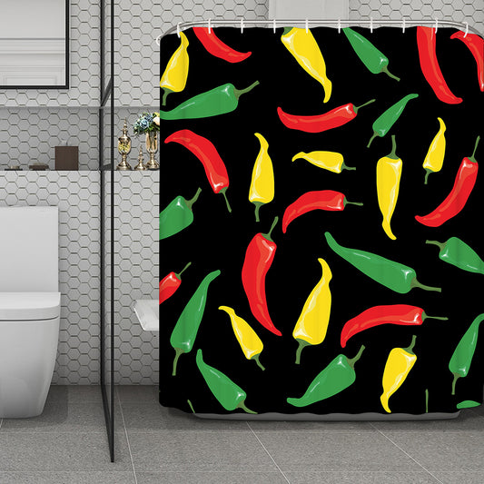 Colorful Chili Peppers Pattern Print Polyester Shower Curtain