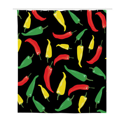 Colorful Chili Peppers Pattern Print Polyester Shower Curtain