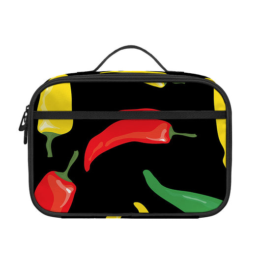 Colorful Chili Peppers Pattern Print Portable Lunch Bag