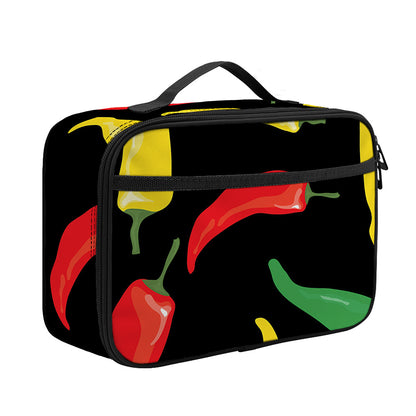 Colorful Chili Peppers Pattern Print Portable Lunch Bag