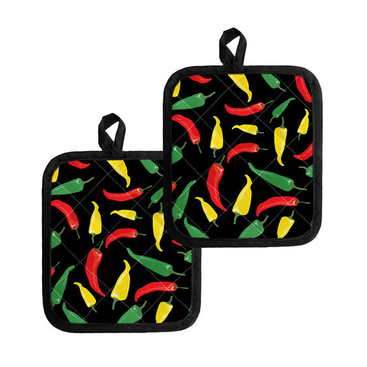Colorful Chili Peppers Pattern Print Pot Holders