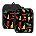 Colorful Chili Peppers Pattern Print Pot Holders With Pocket