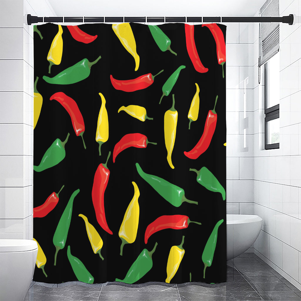 Colorful Chili Peppers Pattern Print Premium Shower Curtain