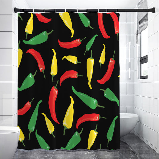 Colorful Chili Peppers Pattern Print Premium Shower Curtain
