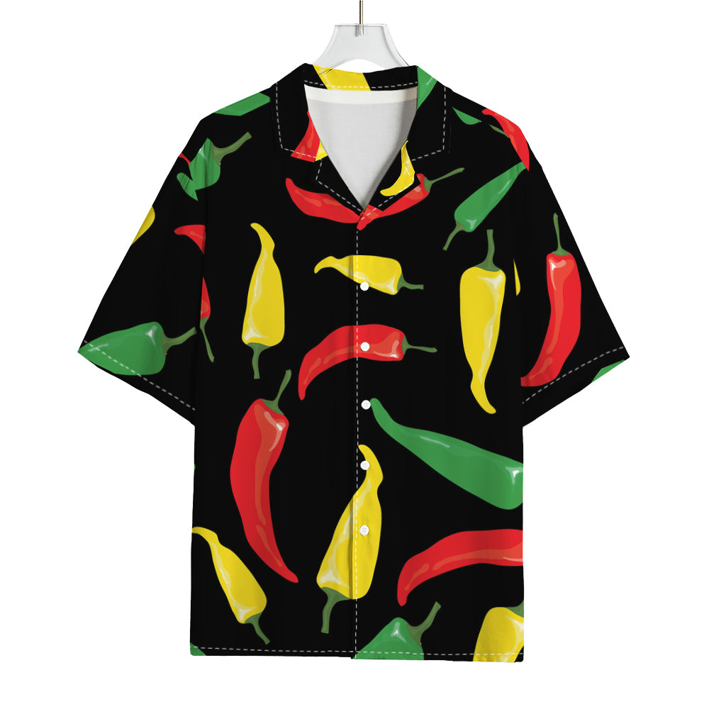 Colorful Chili Peppers Pattern Print Rayon Hawaiian Shirt