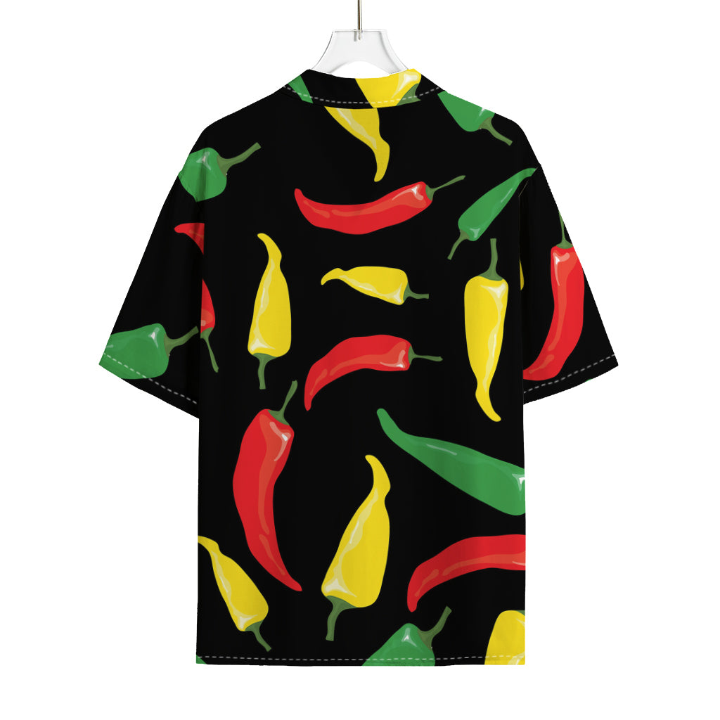 Colorful Chili Peppers Pattern Print Rayon Hawaiian Shirt