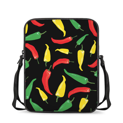 Colorful Chili Peppers Pattern Print Rectangular Crossbody Bag