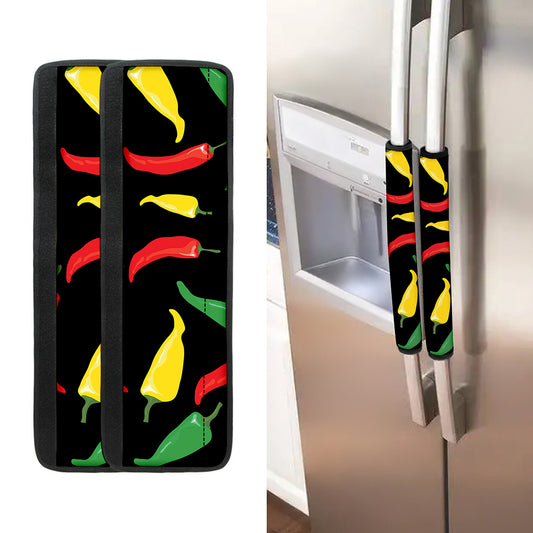 Colorful Chili Peppers Pattern Print Refrigerator Handle Covers