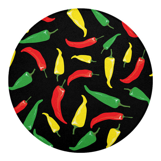 Colorful Chili Peppers Pattern Print Round Blanket