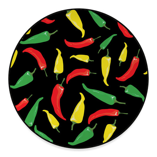 Colorful Chili Peppers Pattern Print Round Floor Mat