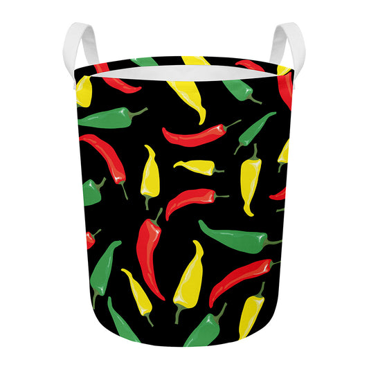 Colorful Chili Peppers Pattern Print Round Laundry Basket