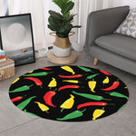 Colorful Chili Peppers Pattern Print Round Rug