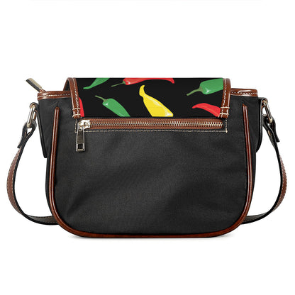 Colorful Chili Peppers Pattern Print Saddle Bag
