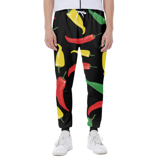 Colorful Chili Peppers Pattern Print Scuba Joggers