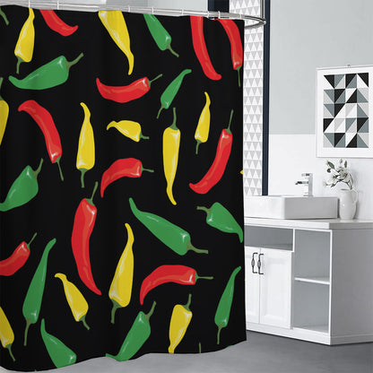 Colorful Chili Peppers Pattern Print Shower Curtain