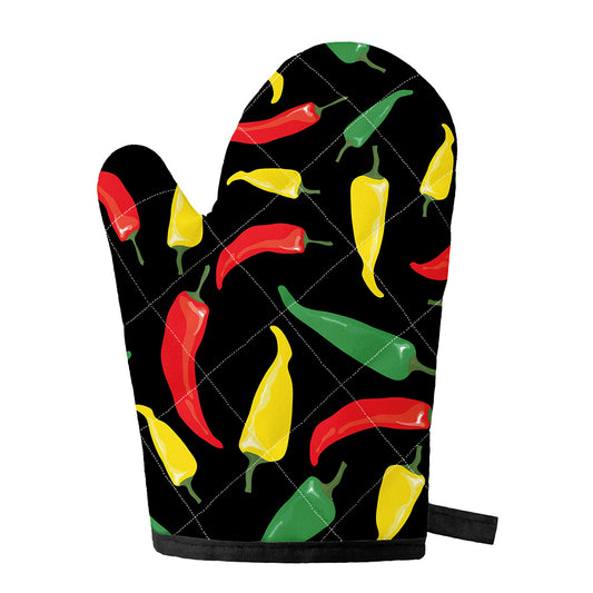 Colorful Chili Peppers Pattern Print Single Oven Mitt